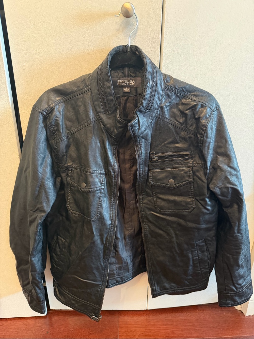 Kenneth Cole Reaction Men's Black Faux Leather Moto Jacket